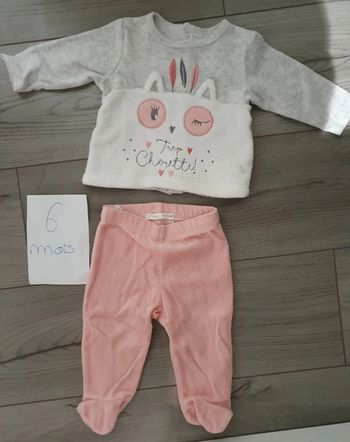 Pyjama velour, 2 pièces, 6 mois