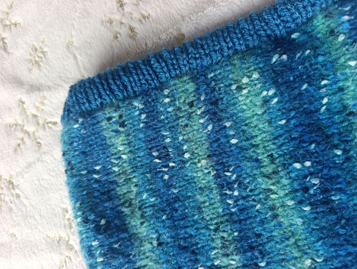 Cagoule femme hood Balaclava bleu pétrole uni et chiné neuf fait main - photo numéro 7