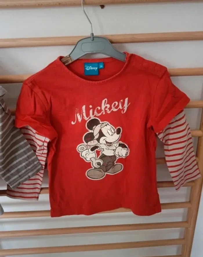 Lot t-shirt manche longue disney mickey - photo numéro 3