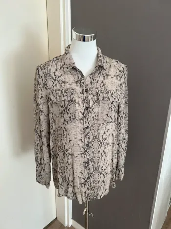 Esprit blouse, beige, imprimé reptile femme, taille 38/M