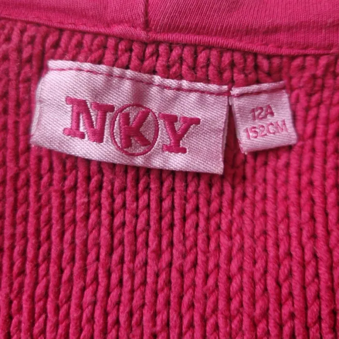 Magnifique pull en laine mauve à capuche moumoute - NKY - Taille 12 ans - photo numéro 4