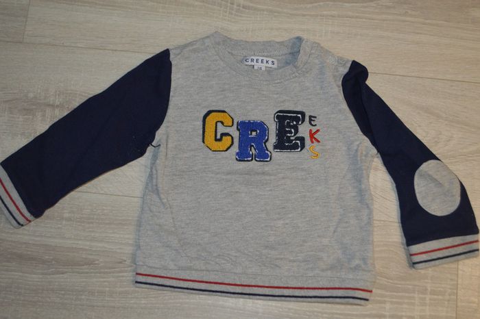 Pull creeks 2 ans gris bleu