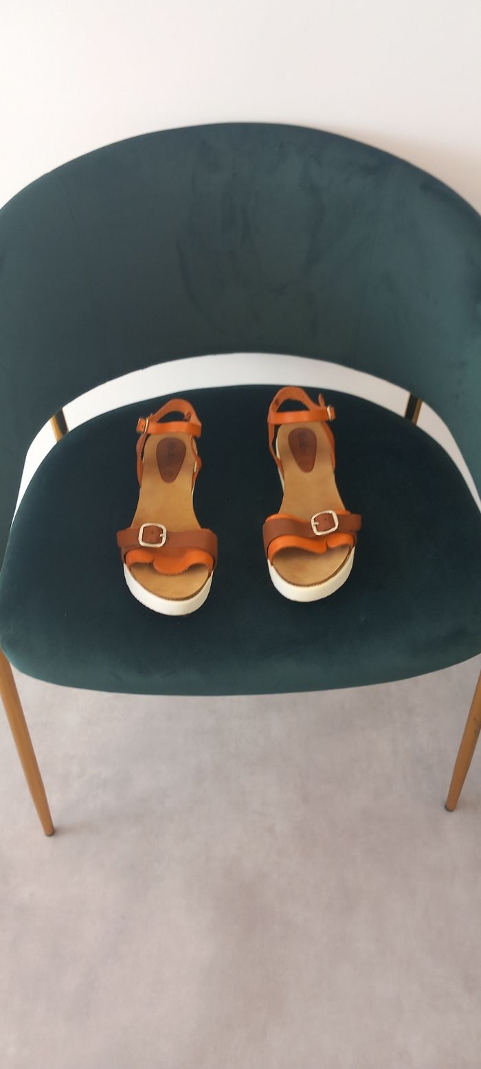 Sandale kickers orange et marron - photo numéro 2
