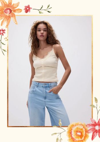 Haut ajusté confectionné en tissu de coton majoritaire et fibres élastiques mélangées Taille unique