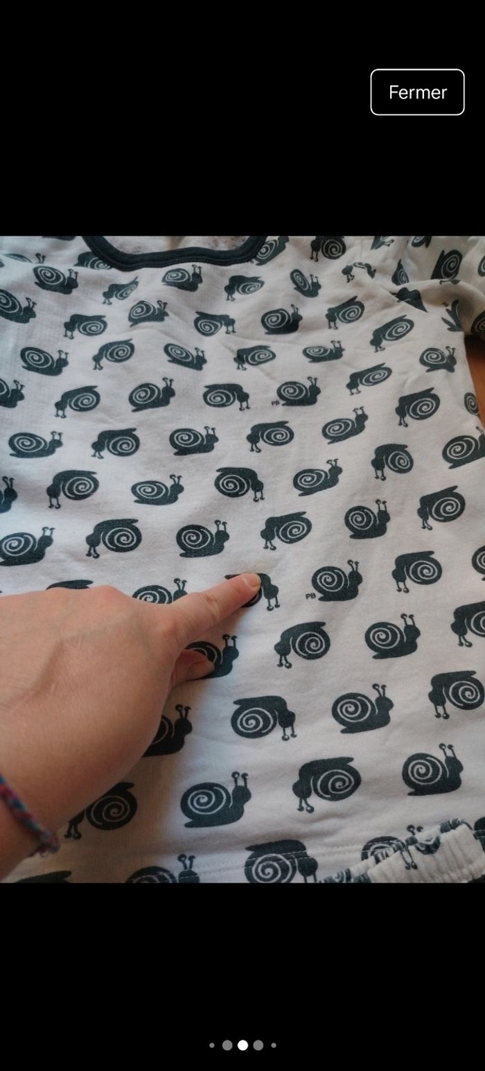 Pyjama escargot petit bateau 8/10 ans - photo numéro 4