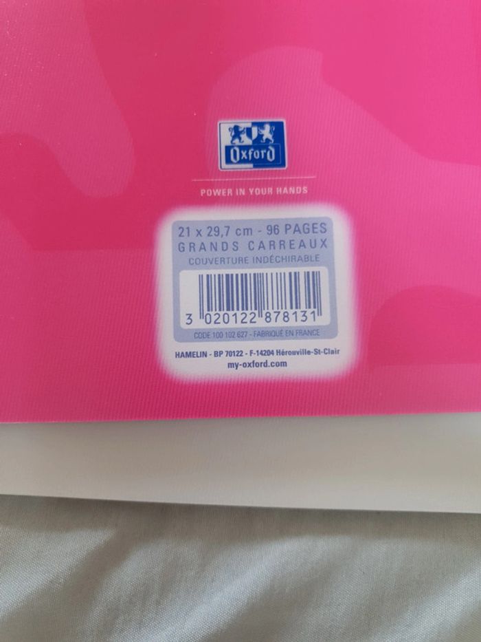 Lot de 2 cahiers oxford rose et blanc, couverture résistante s'ouvre à plat - photo numéro 5