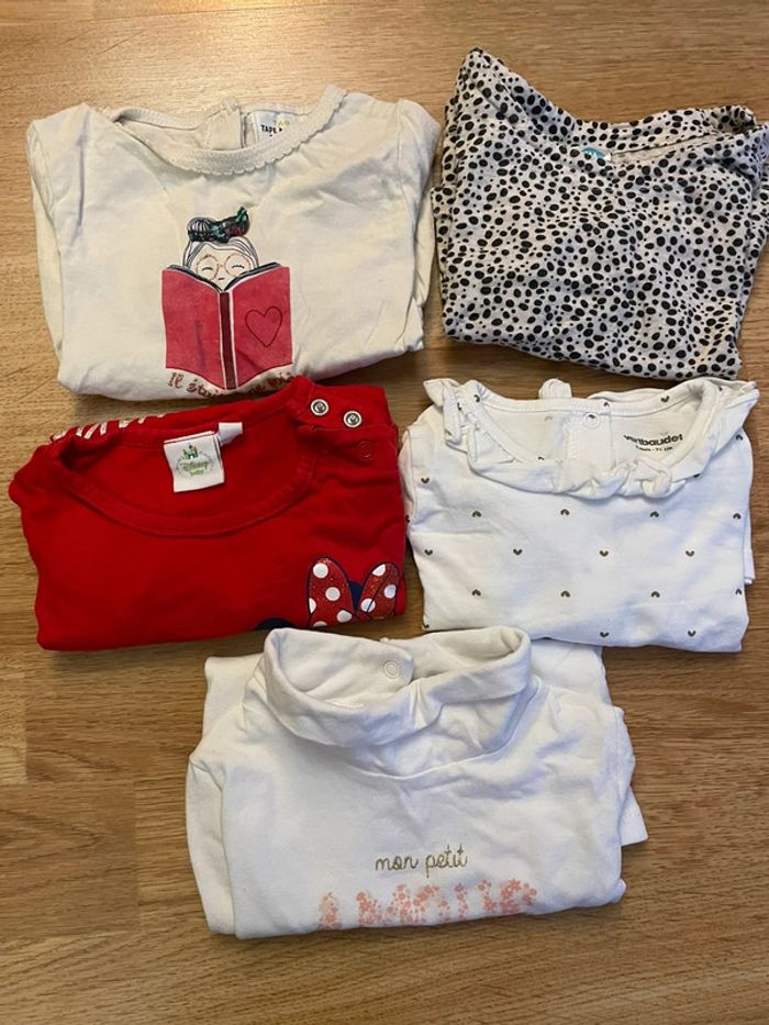 Lot t-shirts manches longues 9 mois