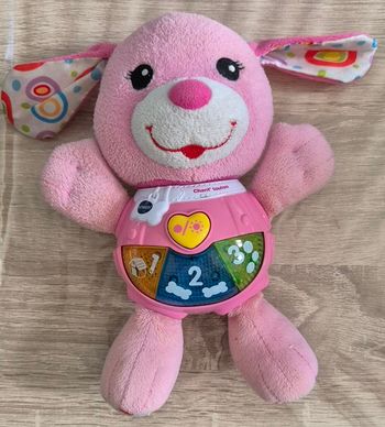 Peluche Chant'toutou rose musicale