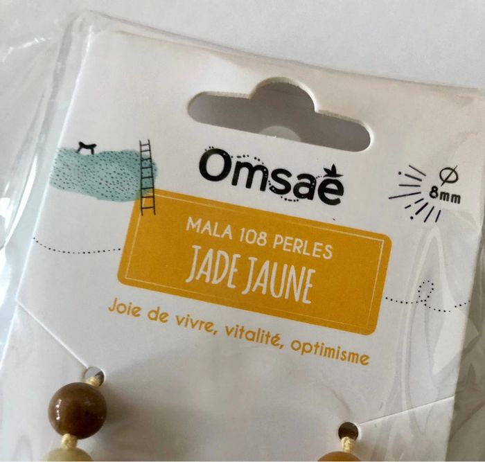 Collier mala jade jaune neuf - photo numéro 3