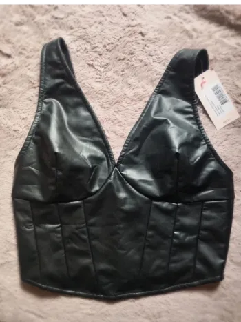Top corset similicuir noir neuf Nelly M