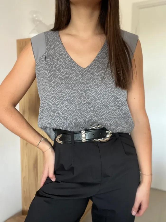 Blouse manches courtes grise Scarlet Roos - photo numéro 2