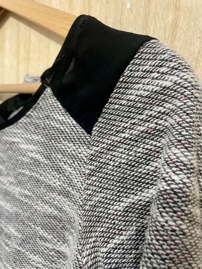 Petit pull gris lacet à l’arrière manches 3/4 taille S - photo numéro 7