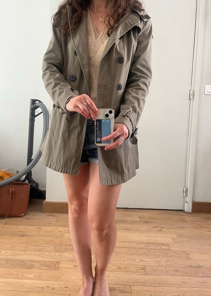 Manteau long demi saison kaki M - photo numéro 2