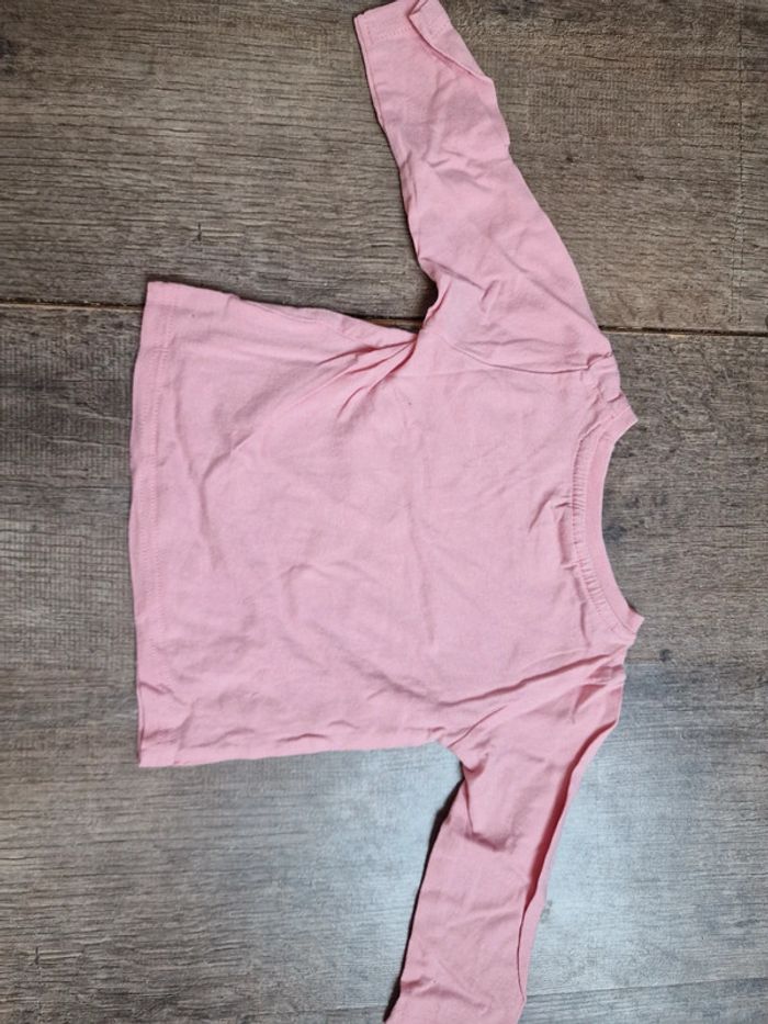 Tee shirt rose manche longue 12 mois - photo numéro 4