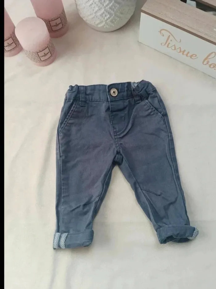 Pantalon chino bleu pétrole Primark garçon 12 mois