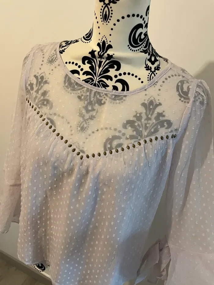 Blouse Jennyfer mauve / lilas à pois - Taille S - photo numéro 4