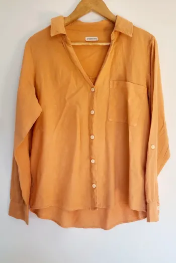 Chemise effet lin orange taille M