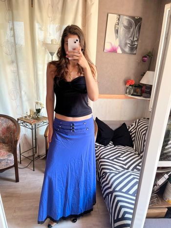 Jupe maxi skirt violette vintage grunge bohème champêtre dentelle y2k 2000yer