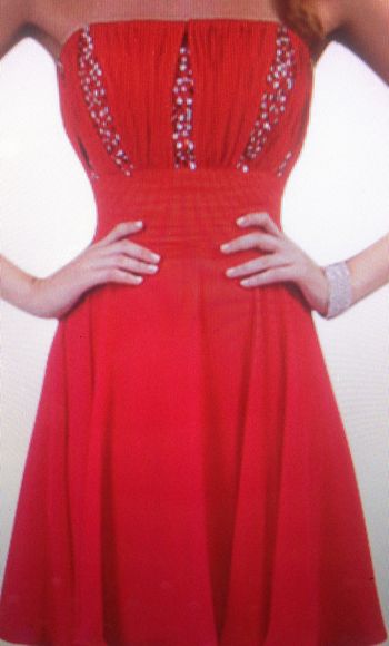 Robe rouge bustier mousseline de soie cocktail mariage soirée