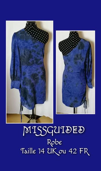 Robe à une manche bleu roi et noir taille 42 Missguided