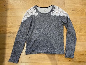 Pull ikks gris irisé et dentelle en M