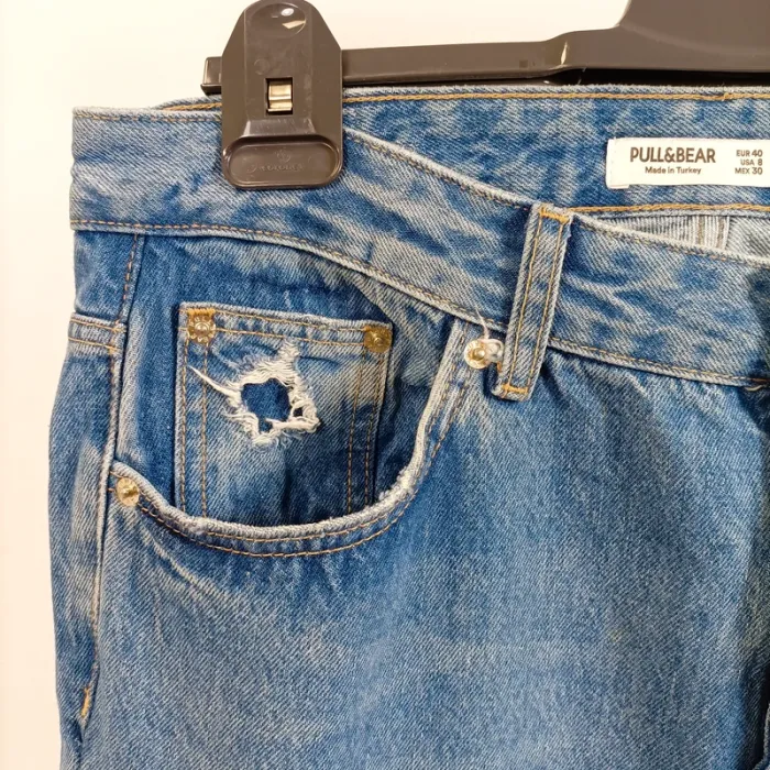 Jean patchwork boyfriend Pull&Bear Jean droit Femme Taille 40 - A395 - photo numéro 5