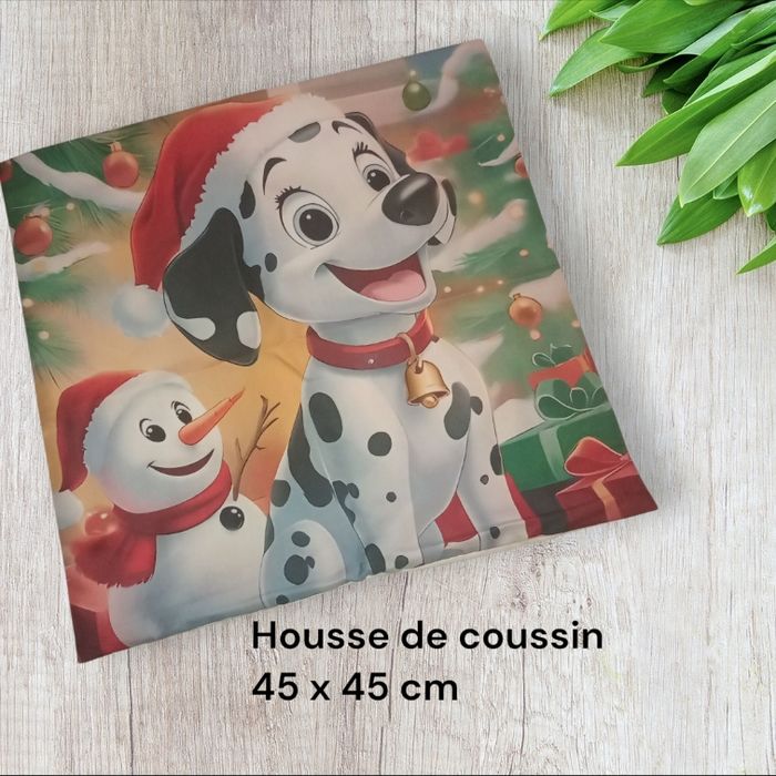 Housse de coussin noel dalmatiens