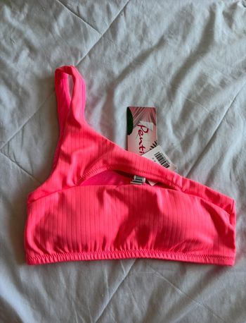 Haut de maillot de bain asymétrique bandeau bretelle rose fushia penti taille XS/34 neuf