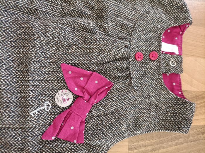 Jolie robe marron et rose nœud 6 mois Gémo - photo numéro 2