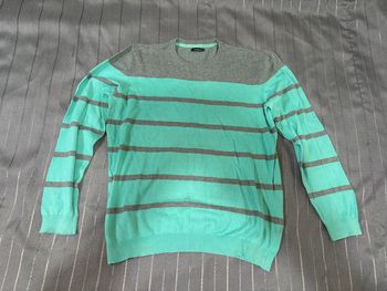 Pull homme à rayures menthe et gris L