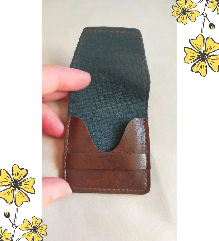 Mini porte-monnaie en cuir marron – Fait main - photo numéro 2