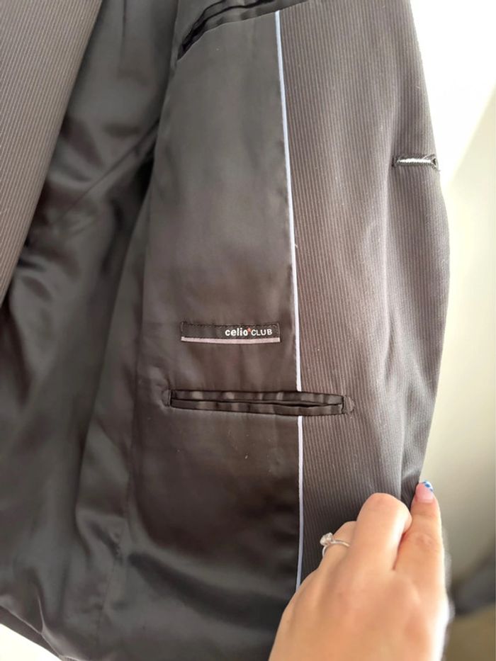 Costume Celio - Noir/gris à motif rayés - taille 38/M - photo numéro 5