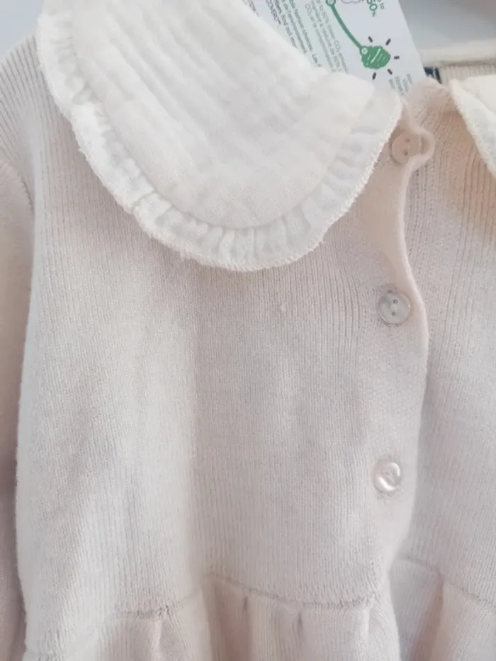 Robe en maille très fine avec joli col en mousseline de coton - photo numéro 4