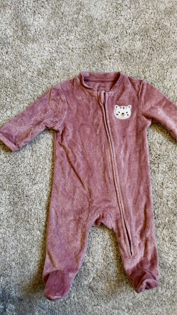 Pyjama velours rose Kiabi – 1 mois – avec zip