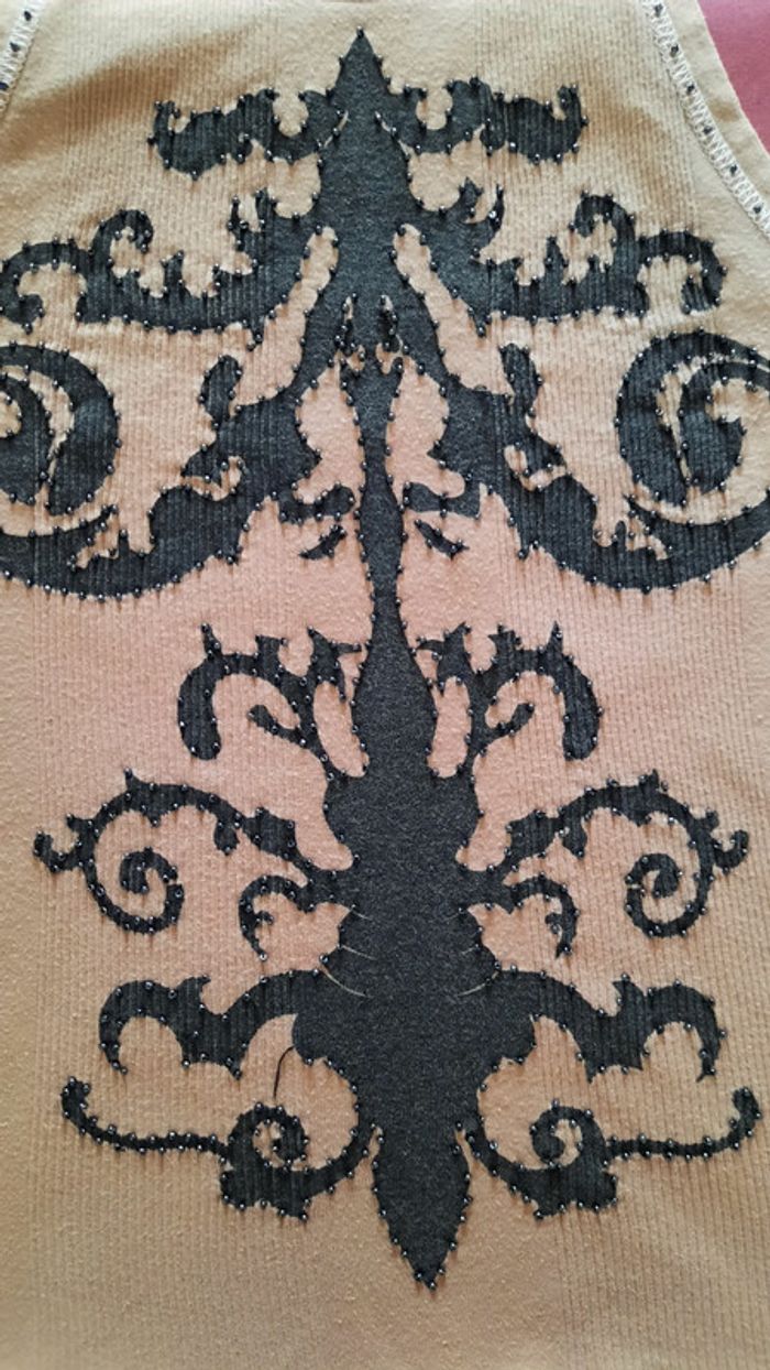Débardeur beige & noir Taille L - photo numéro 9