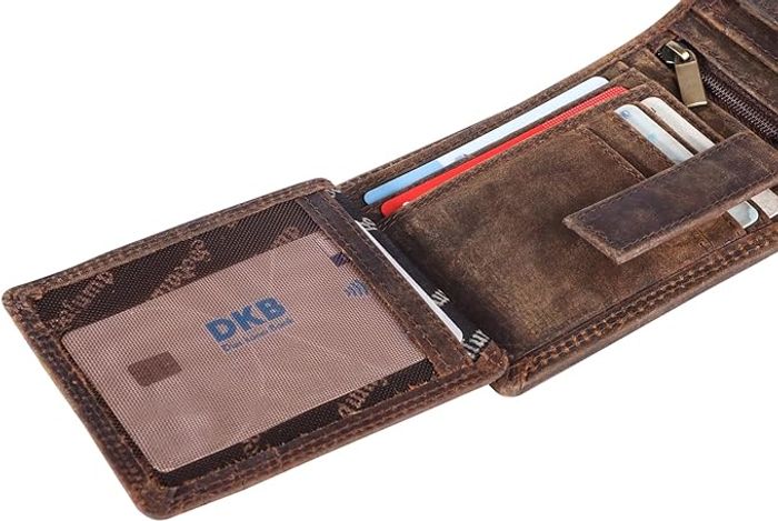 [NEUF] Portefeuille en Cuir véritable Hodalump, Protection RFID, Marron, Vintage - photo numéro 7