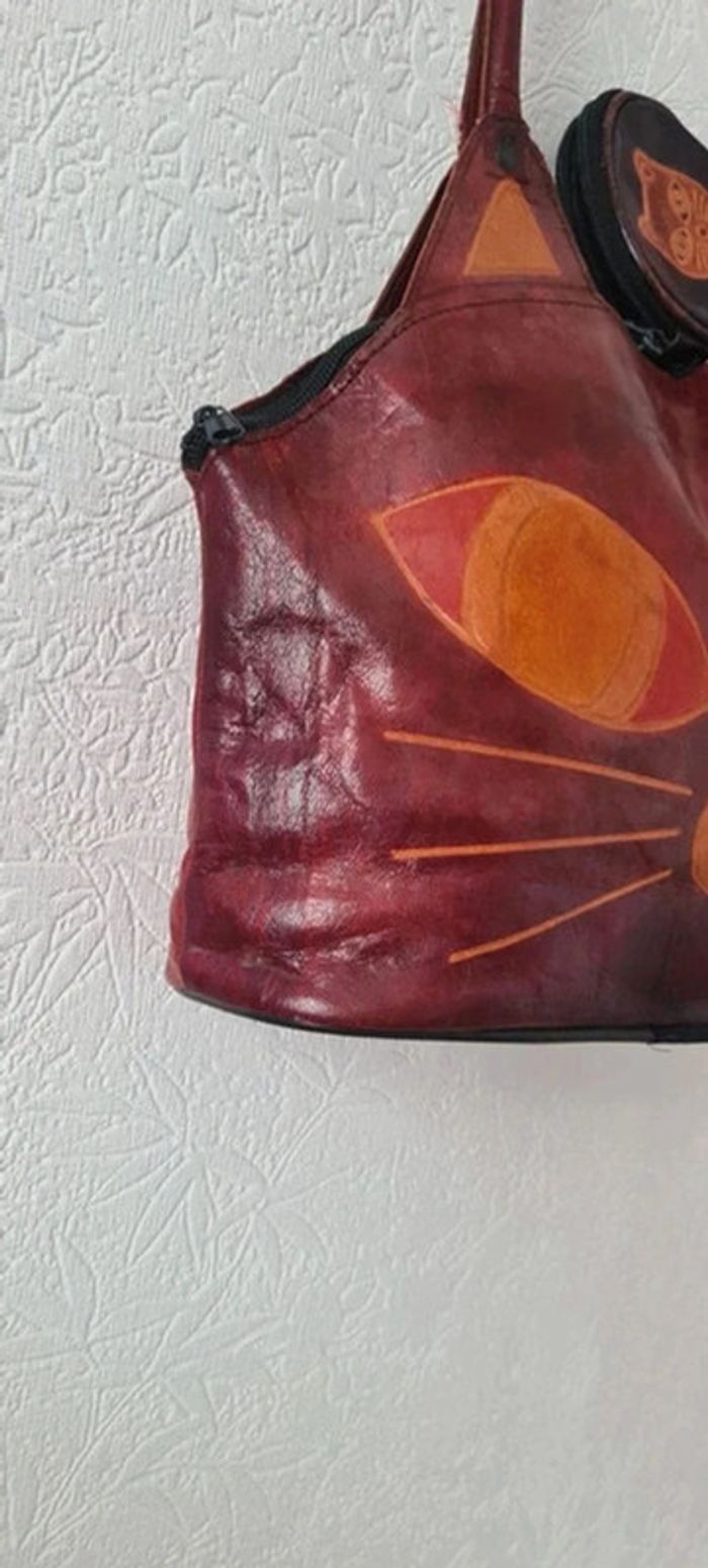 Sac porté épaule + porte monnaie assorti 100% cuir - photo numéro 7