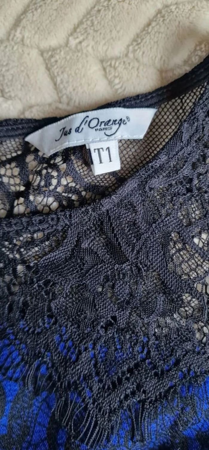 Robe "Jus d'orange" bleu a dentelle noire taille 1 - photo numéro 4