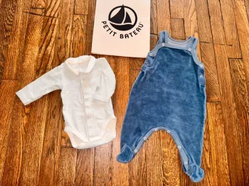 Body et salopette velour petit bateau 1 mois