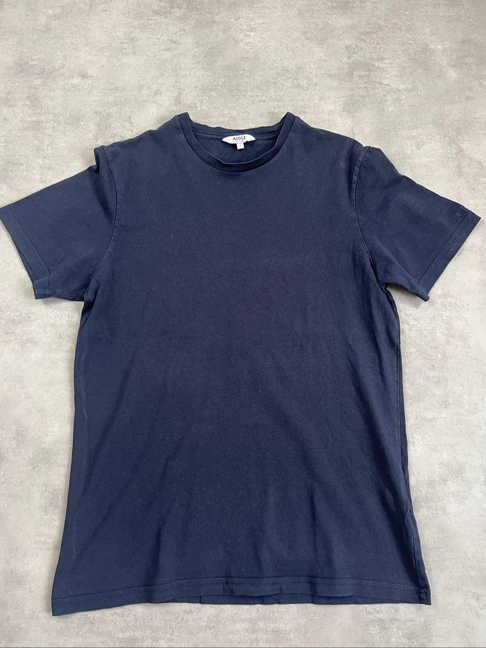 T-shirt Aigle uni bleu à col rond - photo numéro 3