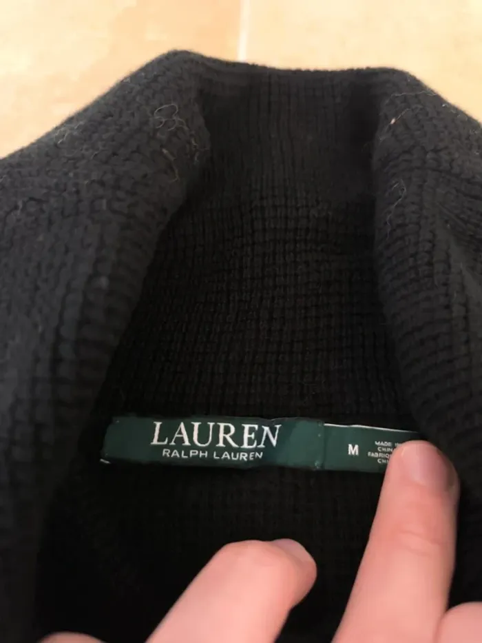 Pull Lauren Ralph Lauren femme M noir col roulé troué - photo numéro 4