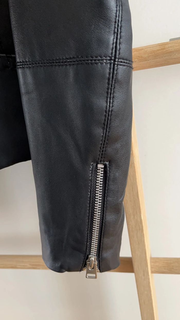 Veste Cuir Noir Mango XS - photo numéro 13