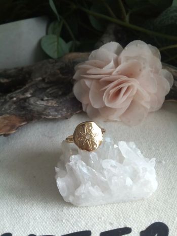 Bague étoile du Nord en acier inoxydable doré et zircon