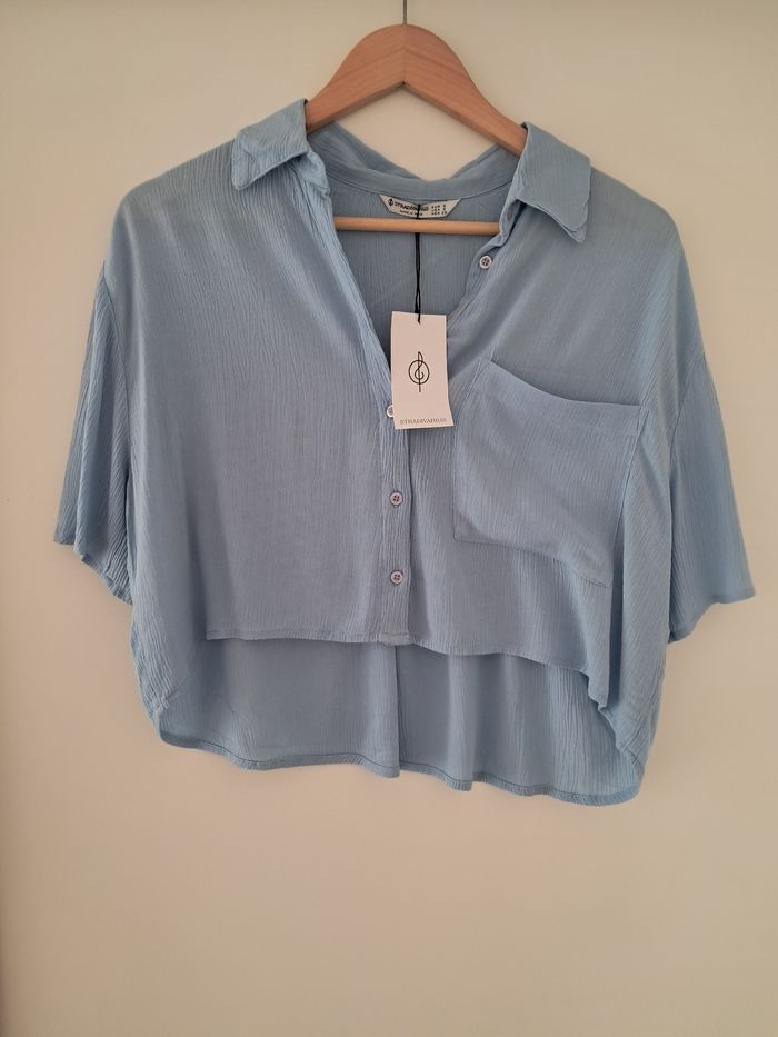 Chemise courte bleue