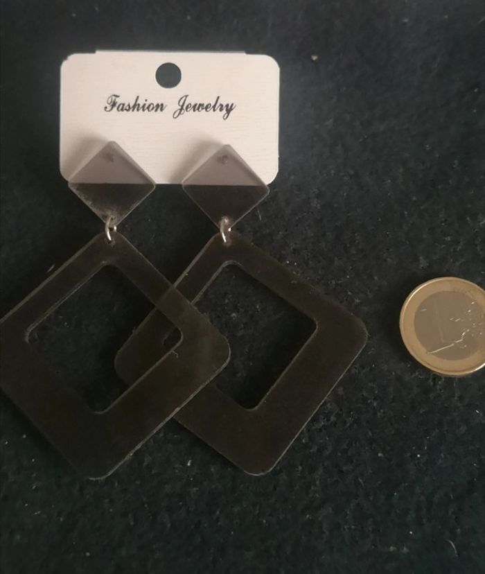 Créoles losanges en plexiglas style années 80 - photo numéro 2