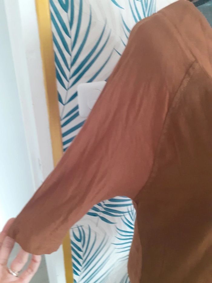 Tee-shirt manches 3/4 marron S - photo numéro 3