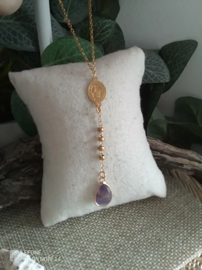 Collier sainte Vierge pierre d'améthyste 💜