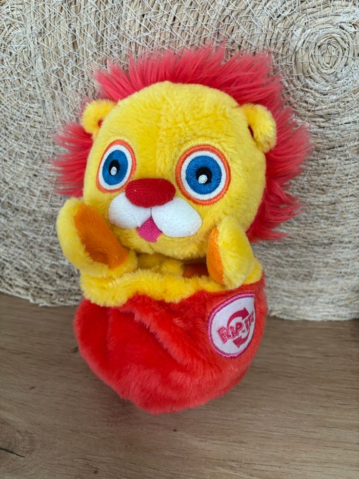 Vintage peluche lion rouge jaune style popples flip itz Bauer - photo numéro 3