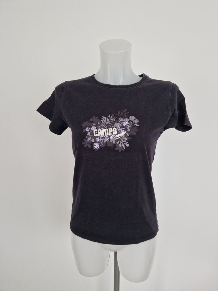 Haut noir avec motifs fleurs, feuilles Camps United - photo numéro 2