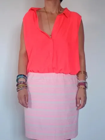 blouse rose fluo T44